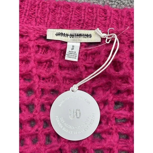 Urban Outfitters Women Sweater Pink Osaka Open-Knit Pullover Boho City Sz S NWT - Picture 8 of 10